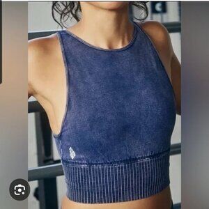Free People Movement Good Karma Crop Tank Top Faded Black Women's SZ M/L Run Gym
